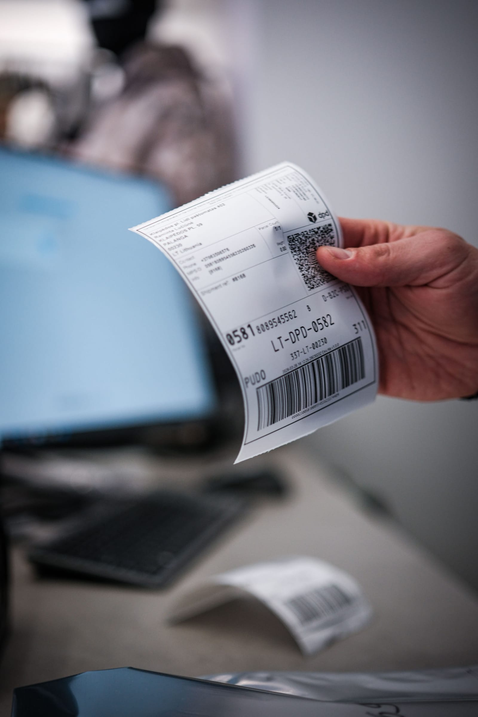 Käes prinditud DPD saatelipik vöötkoodiga